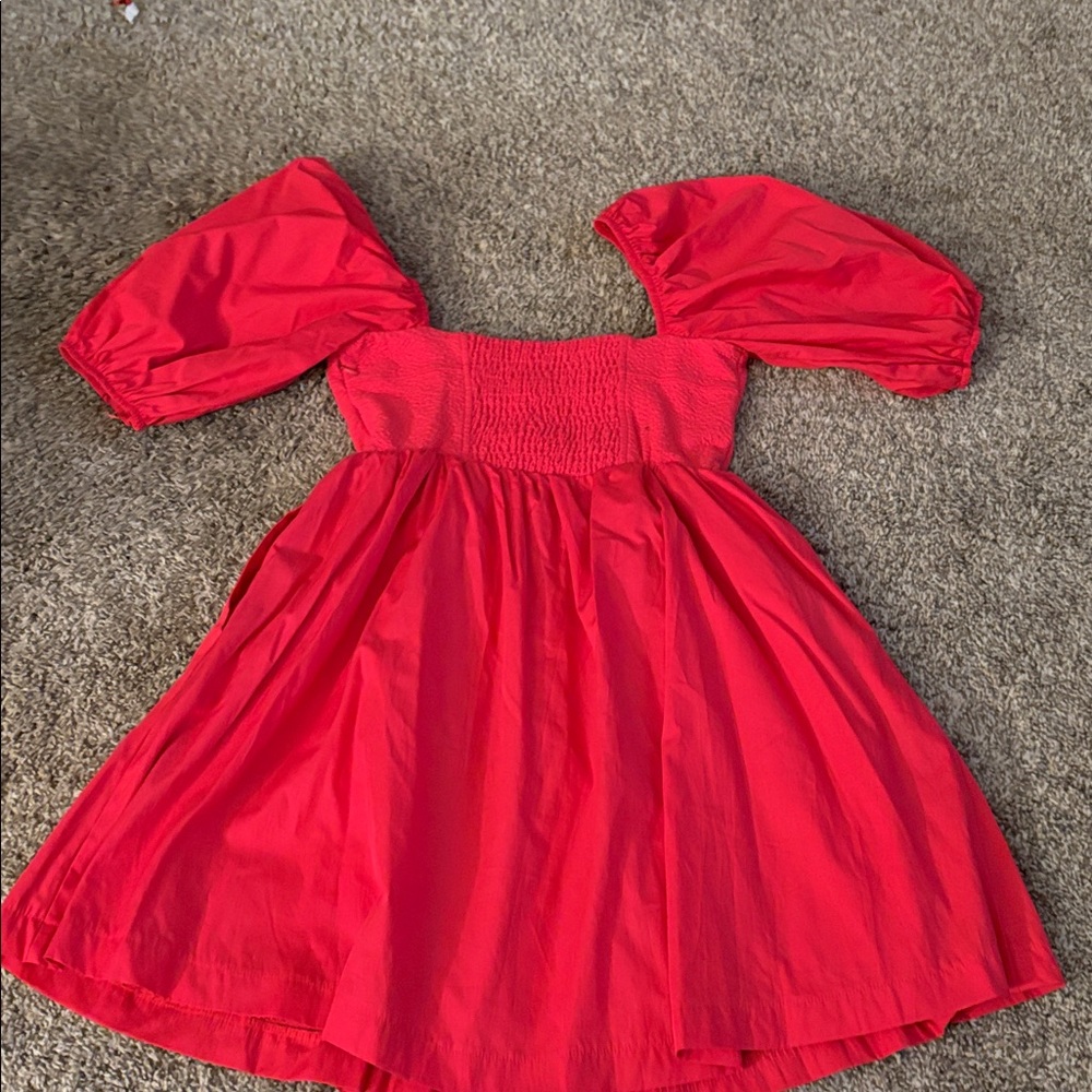 Maeve Anthropologie Red Mini Dress with Puff Sleeves - Picture 9 of 13